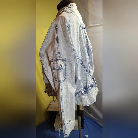 VTG 80s 90s Andy Johns Women's Acid Wash Oversized Jean Jacket Sz L EUC - Picture 8 of 11